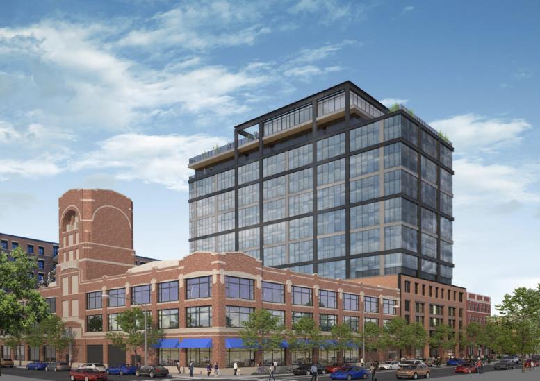 Rendering of the new residence tower at 1221 W Washington in the West Loop